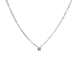 Collier en argent rhodi chane avec pendentif pierre vritable Topaze bleu 3mm 38+5cm - Vue 2