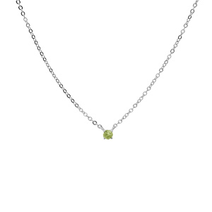 Collier en argent rhodi chane avec pendentif pierre vritable Pridot 3mm 38+5cm - Vue 2