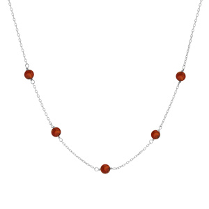 Collier en argent rhodi chane avec perles d\' Ambre vritable couleur miel 42+3cm - Vue 2