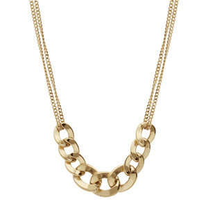 Collier en argent rhodié et dorure jaune double chaîne avec gros maillons gourmette 40+5cm - Vue 2