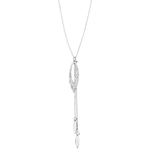 Collier en argent rhodi forme Y chane avec pampilles plumes et chanettes 40+5cm - Vue 2