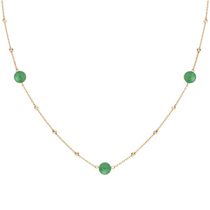 Collier en argent rhodi et dorure jaune avec boules Aventurine vritable 42+3cm - Vue 2