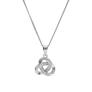 Collier en argent rhodi chane avec pendentif noeud oxydes blancs sertis 42+3cm - Vue 2