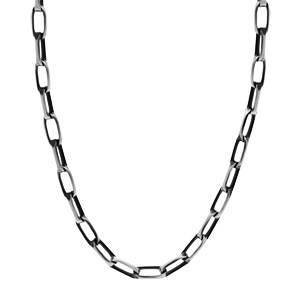 Collier en argent patiné maille rectangulaire longueur 55cm - Vue 2
