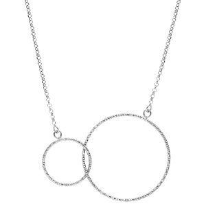 Collier en argent rhodié 2 cercles diamantés entrelacés 42+5cm - Vue 2