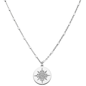 Collier en argent rhodi chane avec pendentif pastille soleil aztque 40+5cm - Vue 2