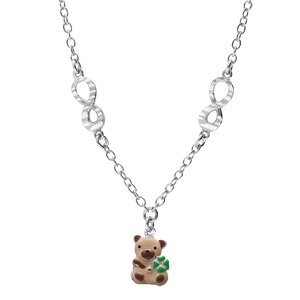 Collier en argent rhodi chane avec pendentif ourson et motif infini 35+5cm - Vue 2