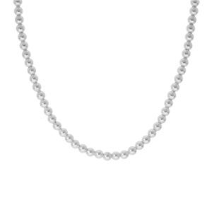 Collier en argent rhodi perles 3mm blanche de synthse longueur 38+4cm - Vue 2