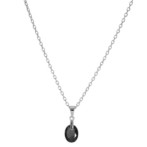 Collier en argent rhodi chane avec pendentif forme de goutte avec oxyde noir facet 40+5cm - Vue 2