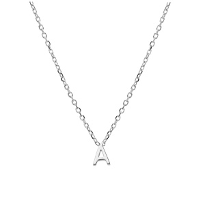 Collier en argent rhodi chane avec pendentif initiale A 38+5cm - Vue 2