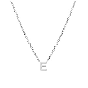 Collier en argent rhodi chane avec pendentif initiale E 38+5cm - Vue 2