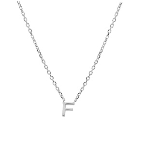 Collier en argent rhodi chane avec pendentif initiale F 38+5cm - Vue 2