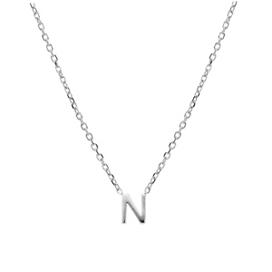 Collier en argent rhodi chane avec pendentif initiale N 38+5cm - Vue 2