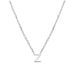 Collier en argent rhodi chane avec pendentif initiale Z 38+5cm - Vue 2