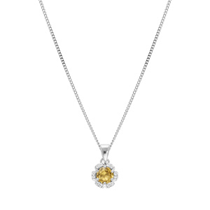 Collier en argent rhodi chane avec pendentif 5mm fleur avec oxydes couleur jaune et blancs sertis longueur 42+3cm - Vue 2