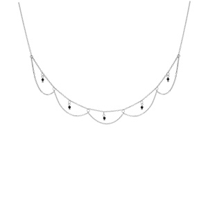 Collier en argent rhodi multirangs avec pampilles perles noires 40+5cm - Vue 2