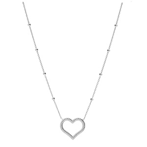 Collier en argent rhodi chane avec pendentif coeur torsad vid 40+5cm - Vue 2