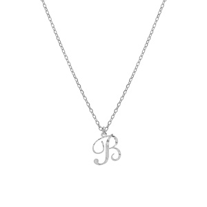 Collier en argent rhodi chane avec pendentif lettre anglaise B diamante longueur 40+4cm - Vue 2