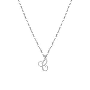 Collier en argent rhodi chane avec pendentif lettre anglaise C diamante longueur 40+4cm - Vue 2