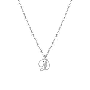 Collier en argent rhodi chane avec pendentif lettre anglaise D diamante longueur 40+4cm - Vue 2