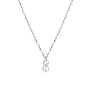 Collier en argent rhodi chane avec pendentif lettre anglaise E diamante longueur 40+4cm - Vue 2