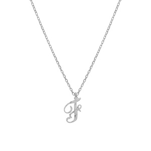 Collier en argent rhodi chane avec pendentif lettre anglaise F diamante longueur 40+4cm - Vue 2