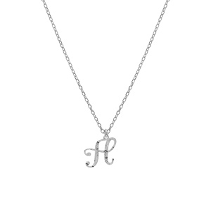 Collier en argent rhodi chane avec pendentif lettre anglaise H diamante longueur 40+4cm - Vue 2