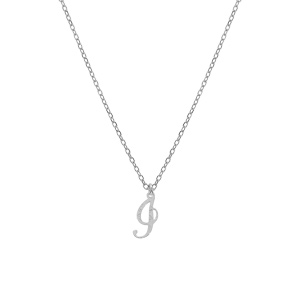 Collier en argent rhodi chane avec pendentif lettre anglaise I diamante longueur 40+4cm - Vue 2