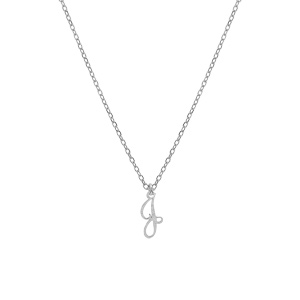 Collier en argent rhodi chane avec pendentif lettre anglaise J diamante longueur 40+4cm - Vue 2