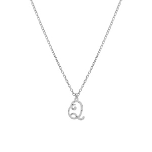Collier en argent rhodi chane avec pendentif lettre anglaise Q diamante longueur 40+4cm - Vue 2