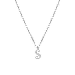 Collier en argent rhodi chane avec pendentif lettre anglaise S diamante longueur 40+4cm - Vue 2