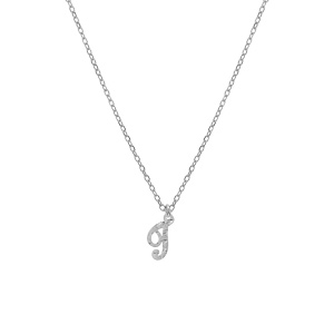 Collier en argent rhodi chane avec pendentif lettre anglaise T diamante longueur 40+4cm - Vue 2