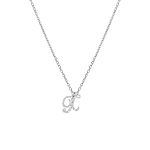 Collier en argent rhodi chane avec pendentif lettre anglaise X diamante longueur 40+4cm - Vue 2