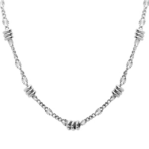 Collier en argent rhodi pastilles diamantes et rondelles 38+5cm - Vue 2