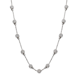 Collier en argent rhodi avec boules lisses 38+5cm - Vue 2