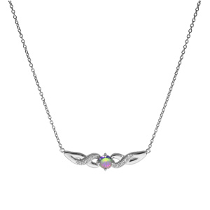 Collier en argent rhodi chaneavec pendentif infini pav d\'oxydes blancs et oxyde mystique arc en ciel 42+3cm - Vue 2