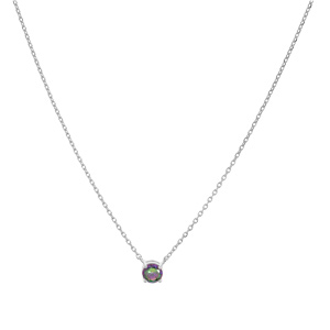 Collier en argent rhodi chane avec pendentif oxyde mystique arc en ciel 4 griffes 42+3cm - Vue 2