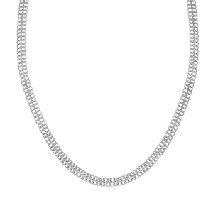 Collier en argent rhodi maille plate 40+4cm - Vue 2