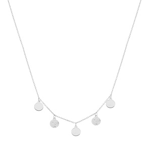 Collier en argent rhodi chane avec pastilles lisses et diamantes 40+4cm - Vue 2