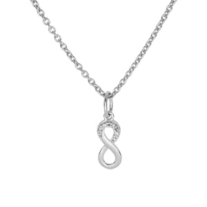 Collier en argent platin chane avec pendentif infini oxydes blancs sertis 38+5cm - Vue 2