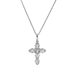 Collier en argent rhodi pendentif croix avec oxydes blancs 38+5cm - Vue 2