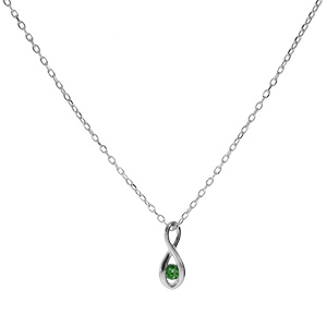 Collier en argent rhodi pendentif infini oxyde vert fonc 40+4cm - Vue 2