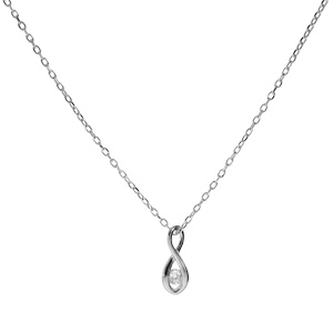 Collier en argent rhodi chane avec pendentif infini et oxyde blanc longueur 40+4cm - Vue 2