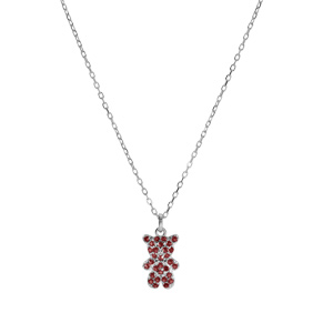 Collier en argent rhodi ourson oxydes roses 38+6cm - Vue 2