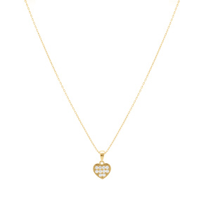 Collier en argent doré coeur empli d\'oxydes blancs - 38+5cm - Vue 2