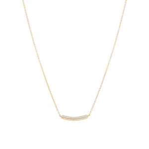 Collier en argent doré avec barre incurvée pavé d\'oxydes blancs - 38+5cm - Vue 2