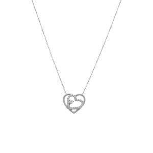 Collier en argent rhodié coeurs avec oxydes blancs - 38+5cm - Vue 2