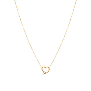 Collier en argent doré motif coeur avec un oxyde blanc serti - 40+5cm - Vue 2