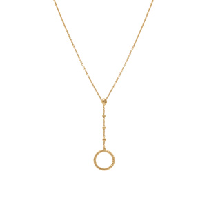 Collier en argent dor forme Y et cercle - 40+5cm - Vue 2