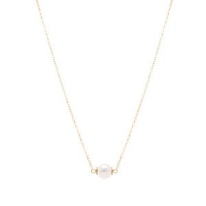 Collier en argent rhodié perle blanche imitation 8mm - 40+5cm - Vue 2